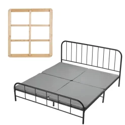 VEVOR King Size Bunkie Board, 1.5 in Bed Board Slats with 200D Oxford Cloth, Wooden Mattress Support for King Size Bed, Easy Assembly Support under Mattress, 4 Piece, Gray