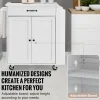 VEVOR Kitchen Island Cart, 32" Mobile Carts with Storage Cabinet, Rolling Table with Power Outlet, Spice Rack, Towel Bar, Adjustable Shelf, Drawer, Dining Living Room Portable Islands on Wheels, White
