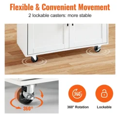 VEVOR Kitchen Island Cart with Solid Wood Top, 45.3