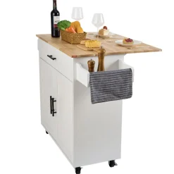 VEVOR Kitchen Island Cart with Solid Wood Top, 45.3