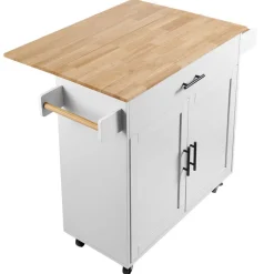 VEVOR Kitchen Island Cart with Solid Wood Top, 45.3