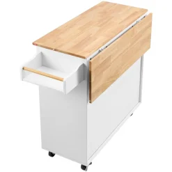 VEVOR Kitchen Island Cart with Solid Wood Top, 45.3
