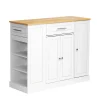 VEVOR Kitchen Island Cart with Solid Wood Top, 35.4" Width Mobile Carts with Storage Cabinet, Rolling Kitchen Table with Spice Rack, Towel Rack, and Drawer, Portable Islands on Wheels, White