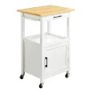 VEVOR Kitchen Island Cart with Single Door Cabinet, Mobile Carts with Drawer, Towel Rack, Hooks, Portable Table on Swivel Wheels, Small Coffee Islands Microwave Stand for Dining Room, 18x23 in, White