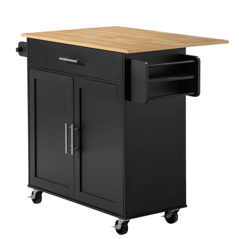 VEVOR Kitchen Island Cart with Storage, 24.84 in Wide Mobile Rolling Storage Island on Swivel Wheels, with Drawer, Storage Cabinet, Towel Rack, Hooks, Table for Home Dining Room, White
