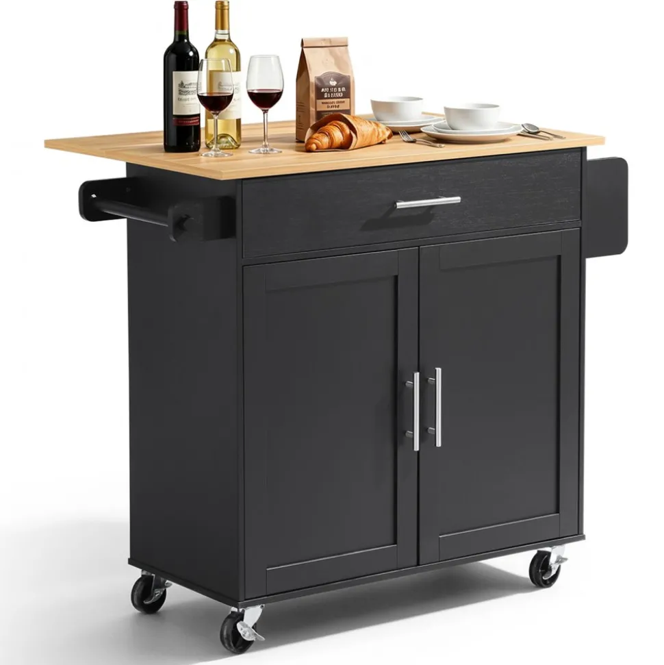 VEVOR Kitchen Island Cart with Storage, 24.84 in Wide Mobile Rolling Storage Island on Swivel Wheels, with Drawer, Storage Cabinet, Towel Rack, Hooks, Table for Home Dining Room, White