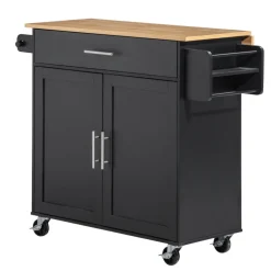 VEVOR Kitchen Island Cart with Storage, 24.84 in Wide Mobile Rolling Storage Island on Swivel Wheels, with Drawer, Storage Cabinet, Towel Rack, Hooks, Table for Home Dining Room, White