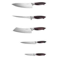 VEVOR Kitchen Knife Set, 5 Piece High Carbon Stainless Steel Sharp Knife Set, Durable and Rust-Resistant, Professional Kitchen Cutlery with Ergonomic Crack-Resistant Handle, for Precise Cutting