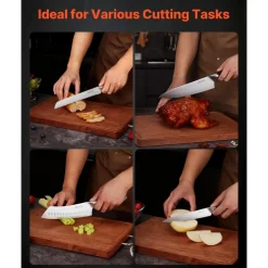 VEVOR Kitchen Knife Set, 6 Piece High Carbon Stainless Steel Sharp Knife Set, Professional Kitchen Cutlery with Ergonomic Crack-Resistant Handle, and Walnut Finish Powerful Magnetic Knives Holder