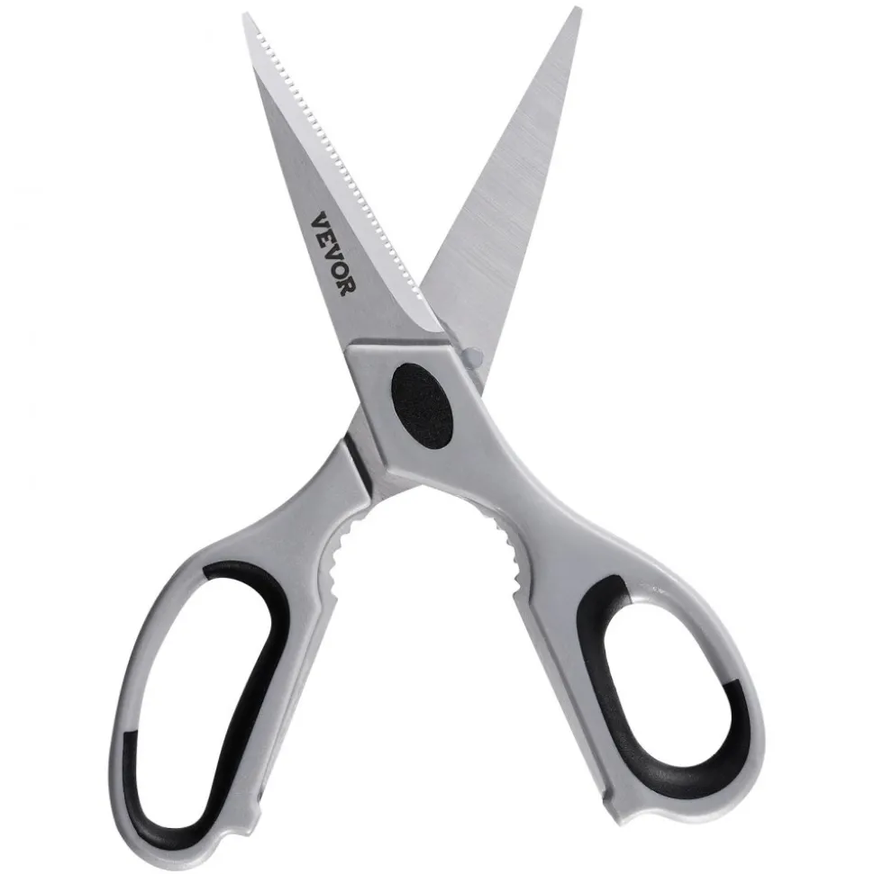 VEVOR Kitchen Scissors, 2 Pack Durable Stainless Steel Kitchen Shears with Sheaths, Heavy Duty Cooking Shears with Soft Grip Comfort Handle, Kitchen Utensil for Cutting Meat, Fish, Poultry, Cyan+Grey