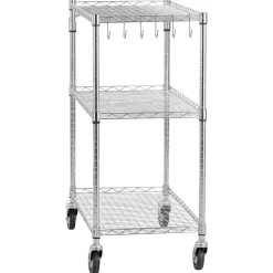 VEVOR Kitchen Utility Cart, 3 Tier Heavy Duty Adjustable Wire Storage Rack, Commercial Steel Rolling Service Trolley on Wheels, Work Table with Handle Bar, for Garage and Laundry Room, 35x17.8x40.9 in