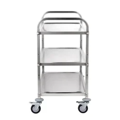 VEVOR Kitchen Utility Cart, 3 Tiers, Wire Rolling Cart with 450LBS Capacity, Steel Service Cart on Wheels, Metal Storage Trolley with 80mm Basket Curved Handle PP Liner 6 Hooks, for Indoor and Outdoor