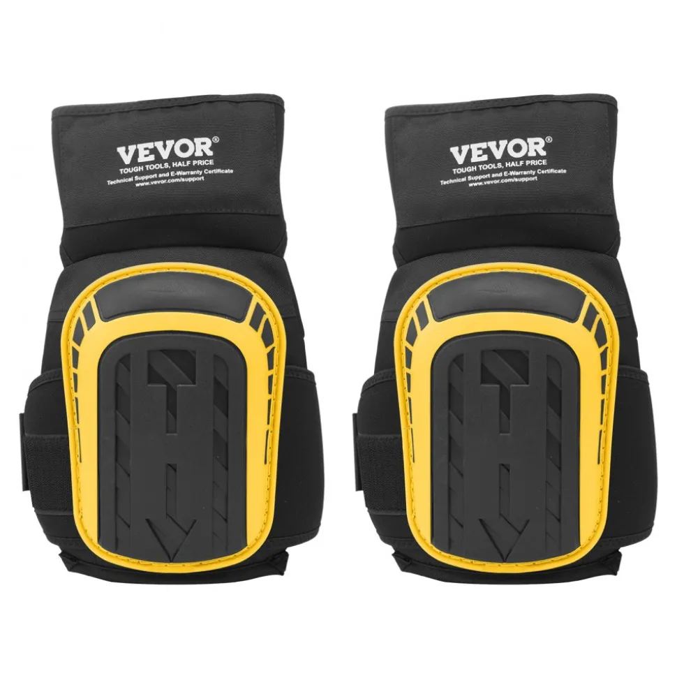 VEVOR Knee Pads for Work, Extended Heavy Duty Construction Knee Pads with 2 Extension Straps, Anti-slip Foam Gel Knee Pads, Men & Women, for Gardening Flooring Roofing and Cleaning, Yellow and Black