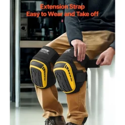 VEVOR Knee Pads for Work, Extended Heavy Duty Construction Knee Pads with 2 Extension Straps, Anti-slip Foam Gel Knee Pads, Men & Women, for Gardening Flooring Roofing and Cleaning, Yellow and Black