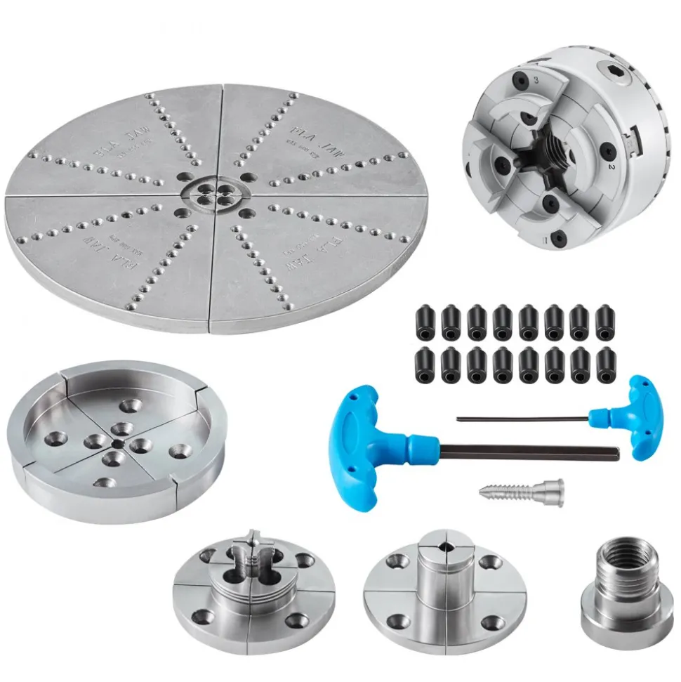 VEVOR KP965 Lathe Chuck, 4-Jaw 3.75" Diameter, Metal Lathe Chuck Turning Machine Accessories with 5 Sets of Jaws, Self-centering Tool, for Precision Machining, Grinding Machines, Milling Machines