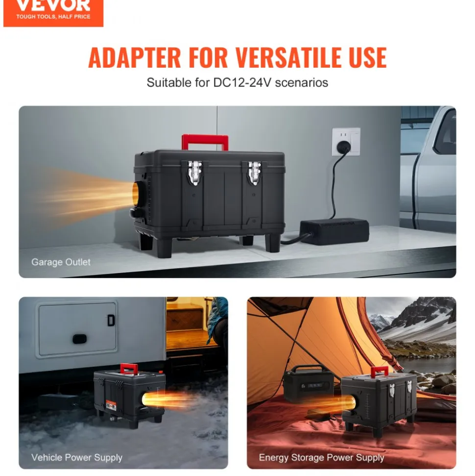 VEVOR 8KW Diesel Heater, 12V/24V All in One Diesel Air Heater, with Bluetooth APP Control, Remote Control and Display Screen, CO Alarm, Fast Heating Portable Diesel Heater for Vehicles and Garage