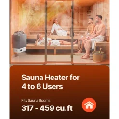 VEVOR 9KW Sauna Heater, Steam Bath Sauna Heater with Built-In Controls, Electric Sauna Stove, 3h Timer and Adjustable Temp for Max. 317-459 Cubic Feet, Home Hotel Spa Shower Use 220V