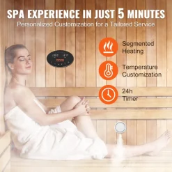 VEVOR 12KW Steam Shower Generator, Segmented Heating & Temperature Customization & 24h Timer Steam Kit, Automatic Drainage Home Steam Shower System Tested to UL Standards