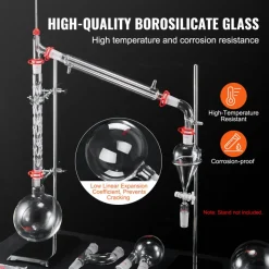 VEVOR Lab Distillation Kit, 3.3 Boro Lab Glassware Distillation Kit with 24, 40 Joint, 1000ml Essential Oil Distillation Apparatus Kit, 29 pcs Set of Glassware Equipment