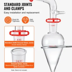 VEVOR Lab Distillation Kit, 3.3 Boro Lab Glassware Distillation Kit with 24, 40 Joint, 1000ml Essential Oil Distillation Apparatus Kit, 32 pcs Set of Glassware Equipment