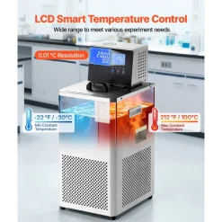 VEVOR Laboratory Chiller Circulator, -30℃-100℃, 6 L Internal and External Dual Circulation, Low Temperature Cooling Liquid Circulator Pump Chiller, Recirculating Chiller Water Bath for Laboratory