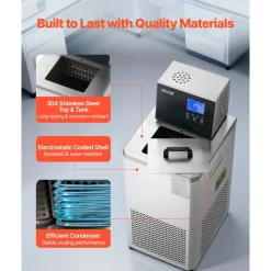 VEVOR Laboratory Chiller Circulator, -30℃-100℃, 6 L Internal and External Dual Circulation, Low Temperature Cooling Liquid Circulator Pump Chiller, Recirculating Chiller Water Bath for Laboratory