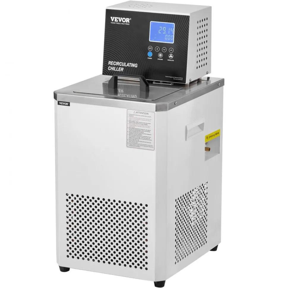 VEVOR Laboratory Chiller Circulator, 6L Chiller Lab Low Temperature Cooling Liquid, 23°F-212°F Circulator Pump Chiller, LCD Display, 304 Stainless Steel Water Bath Recirculating Water Cooling Chiller