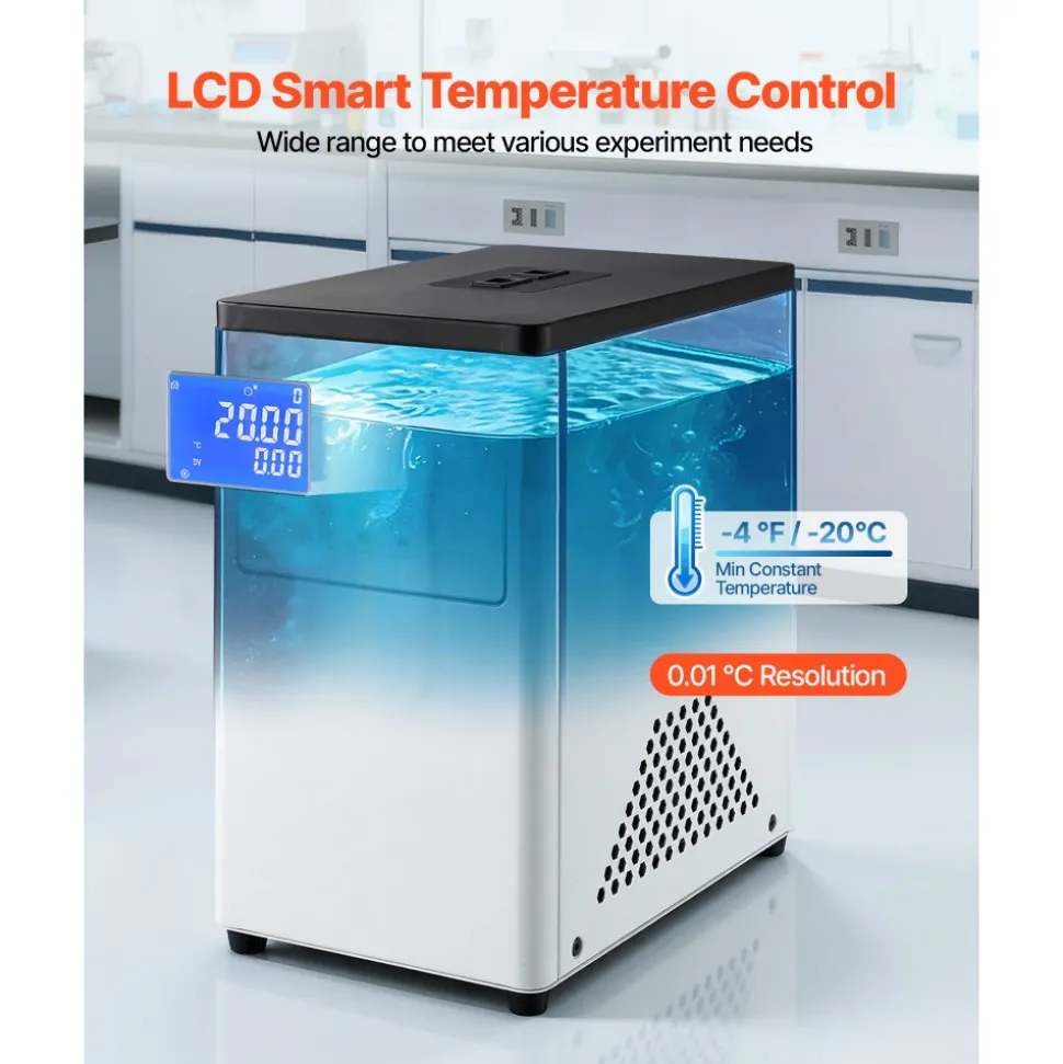 VEVOR Laboratory Chiller Circulator, -20℃ to Room Temperature, 3.4 L Internal and External Dual Circulation, Compatible with ≤2 L Rotary Evaporators for Condenser Reflux and Rapid Cooling