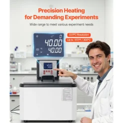 VEVOR Laboratory High-Temperature Circulating Oil Bath, Up to 300℃/572℉, 15 L Lab Constant Temperature Heating Tank, 0.1℃ High Precision, Internal and External Dual Circulation, for Laboratory