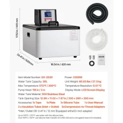 VEVOR Laboratory High-Temperature Circulating Oil Bath, Up to 300℃/572℉, 15 L Lab Constant Temperature Heating Tank, 0.1℃ High Precision, Internal and External Dual Circulation, for Laboratory