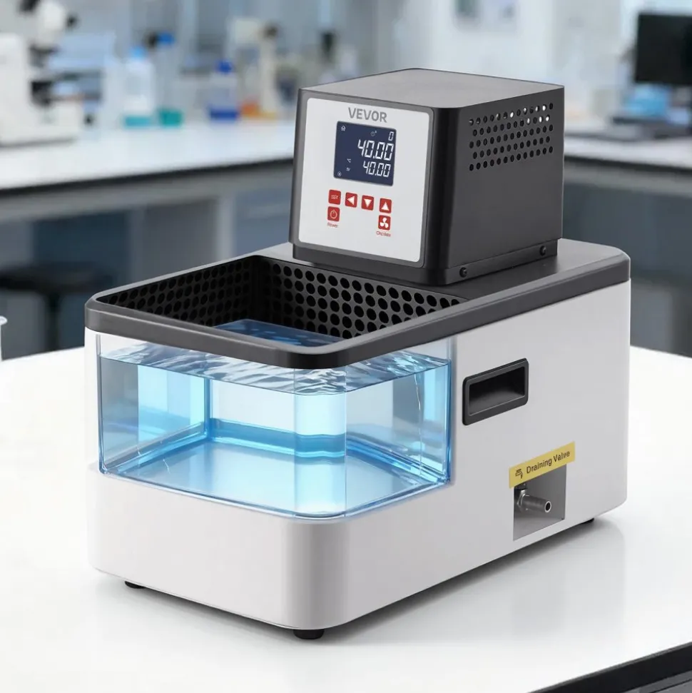 VEVOR Laboratory High-Temperature Circulating Oil Bath, Up to 300℃/572℉, 6 L Lab Constant Temperature Heating Tank, 0.1℃ High Precision, Internal and External Dual Circulation, for Laboratory