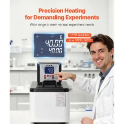 VEVOR Laboratory High-Temperature Circulating Oil Bath, Up to 300℃/572℉, 6 L Lab Constant Temperature Heating Tank, 0.1℃ High Precision, Internal and External Dual Circulation, for Laboratory