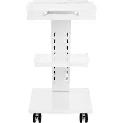 VEVOR Lab Trolley, Rolling Lab Cart with Built-in Socket, 3-Layer Metal Mobile Trolley, Tray Rolling Clinic Cart with Swivel Wheels, 220 lbs Weight Capacity, for Lab, Clinic, Beauty and Salon