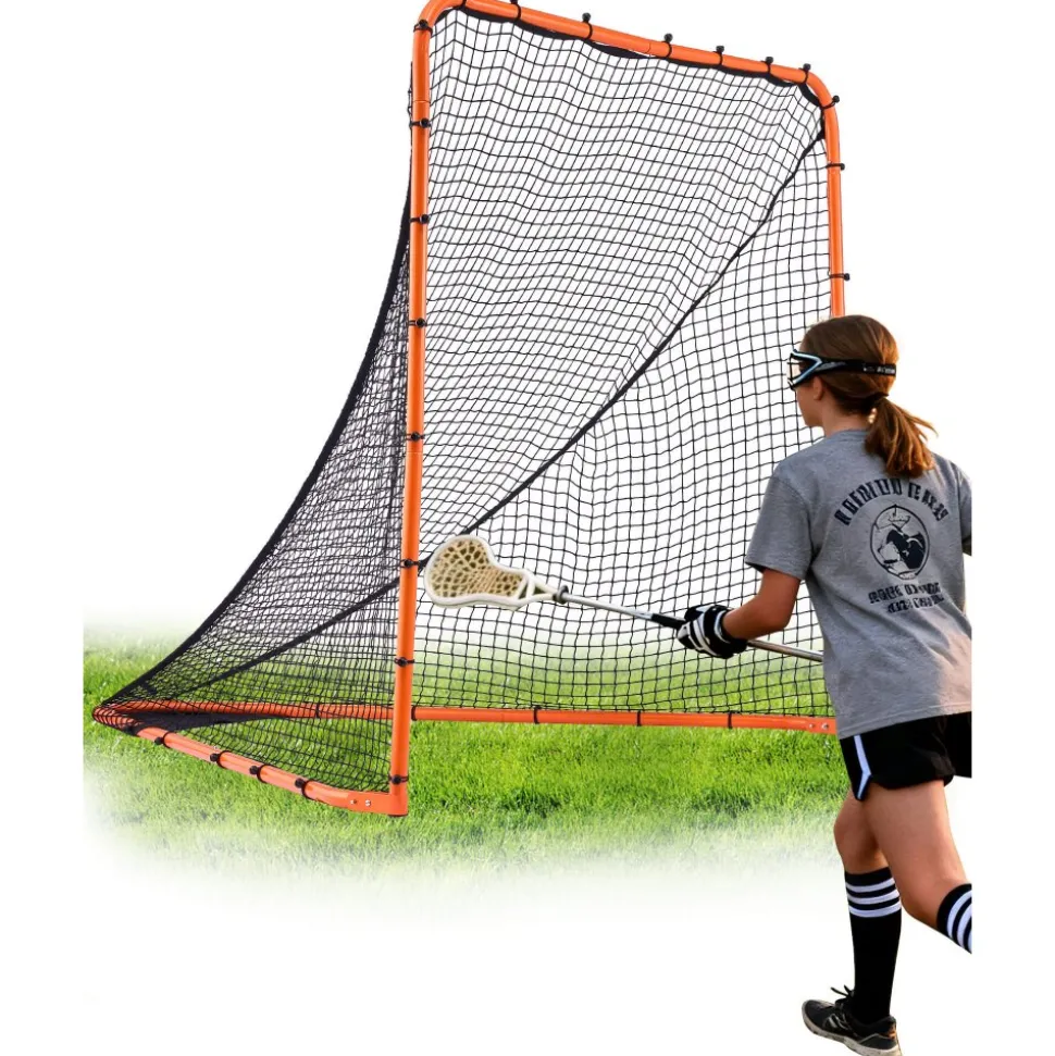 VEVOR Lacrosse Goal, 6' x 6' Lacrosse Net, Folding Portable Backyard Lacrosse Training Equipment, Steel Frame Training Net, Quick & Easy Setup Lacrosse Goal, Perfect for Youth Adult Training, Orange