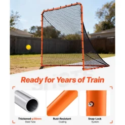 VEVOR Lacrosse Goal, 6' x 6' Lacrosse Net, Folding Portable Backyard Lacrosse Training Equipment, Steel Frame Training Net, Quick & Easy Setup Lacrosse Goal, Perfect for Youth Adult Training, Orange