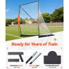 VEVOR Lacrosse Goal, 6' x 6' Lacrosse Net, Portable Lacrosse Goal with Carry Bag, Fiberglass Rod Backyard Lacrosse Training Equipment, Easy Setup Collegiate Goal, Perfect for Youth Adult Training