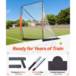 VEVOR Lacrosse Goal, 6' x 6' Lacrosse Net, Portable Lacrosse Goal with Carry Bag, Fiberglass Rod Backyard Lacrosse Training Equipment, Easy Setup Collegiate Goal, Perfect for Youth Adult Training