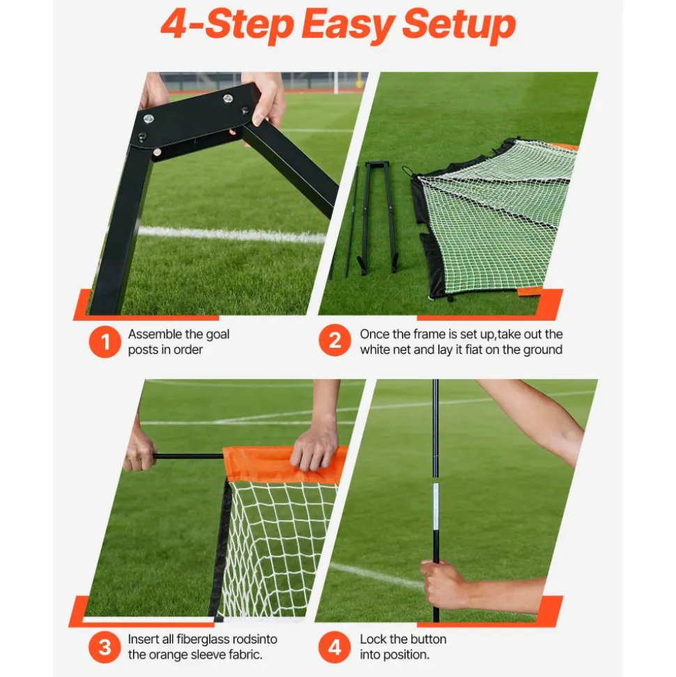 VEVOR Lacrosse Goal, 6' x 6' Lacrosse Net, Portable Lacrosse Goal with Carry Bag, Fiberglass Rod Backyard Lacrosse Training Equipment, Easy Setup Collegiate Goal, Perfect for Youth Adult Training
