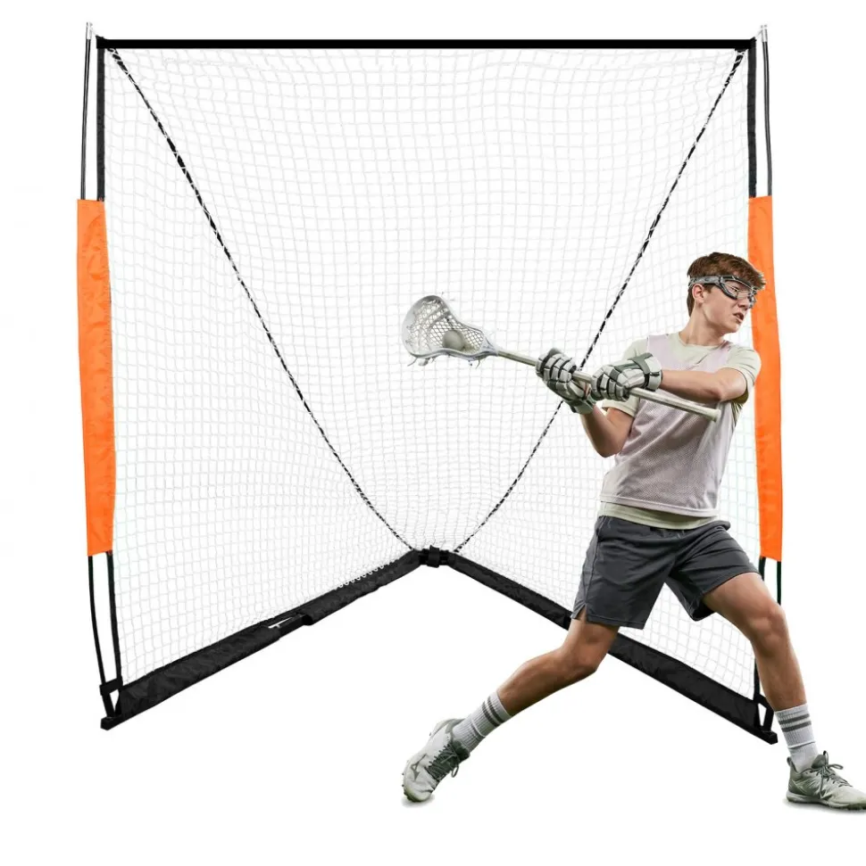 VEVOR Lacrosse Goal, 6' x 6' Lacrosse Net, Portable Lacrosse Goal with Carry Bag, Fiberglass Rod Backyard Lacrosse Training Equipment, Easy Setup Collegiate Goal, Perfect for Youth Adult Training