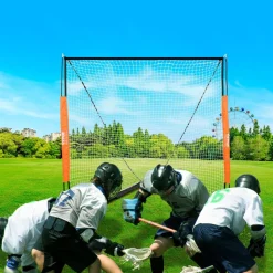 VEVOR Lacrosse Goal, 6' x 6' Lacrosse Net, Portable Lacrosse Goal with Carry Bag, Fiberglass Rod Backyard Lacrosse Training Equipment, Easy Setup Collegiate Goal, Perfect for Youth Adult Training