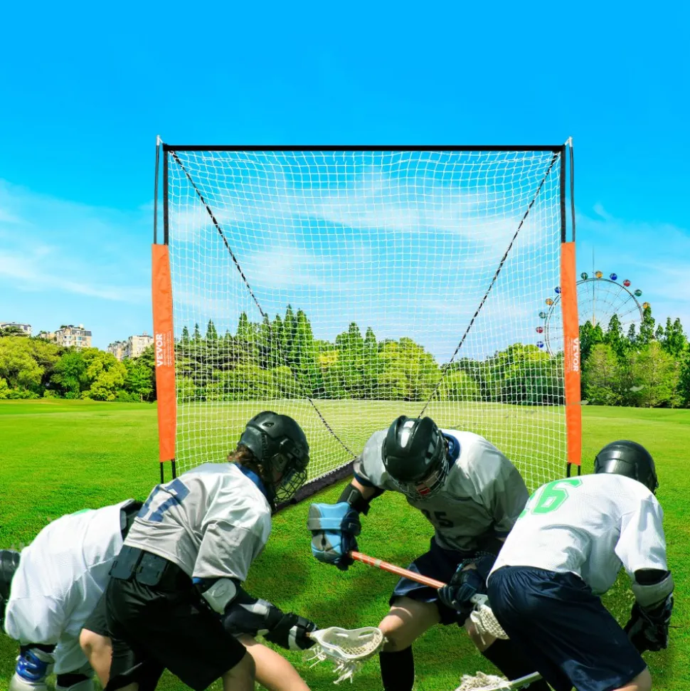 VEVOR Lacrosse Goal, 6' x 6' Lacrosse Net, Portable Lacrosse Goal with Carry Bag, Fiberglass Rod Backyard Lacrosse Training Equipment, Easy Setup Collegiate Goal, Perfect for Youth Adult Training