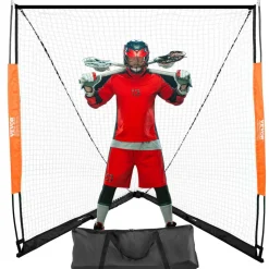 VEVOR Lacrosse Goal, 6' x 6' Lacrosse Net, Portable Lacrosse Goal with Carry Bag, Fiberglass Rod Backyard Lacrosse Training Equipment, Easy Setup Collegiate Goal, Perfect for Youth Adult Training
