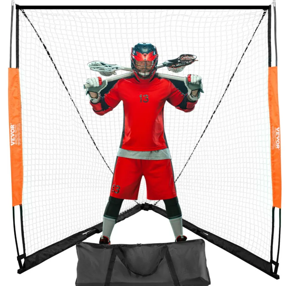 VEVOR Lacrosse Goal, 6' x 6' Lacrosse Net, Portable Lacrosse Goal with Carry Bag, Fiberglass Rod Backyard Lacrosse Training Equipment, Easy Setup Collegiate Goal, Perfect for Youth Adult Training