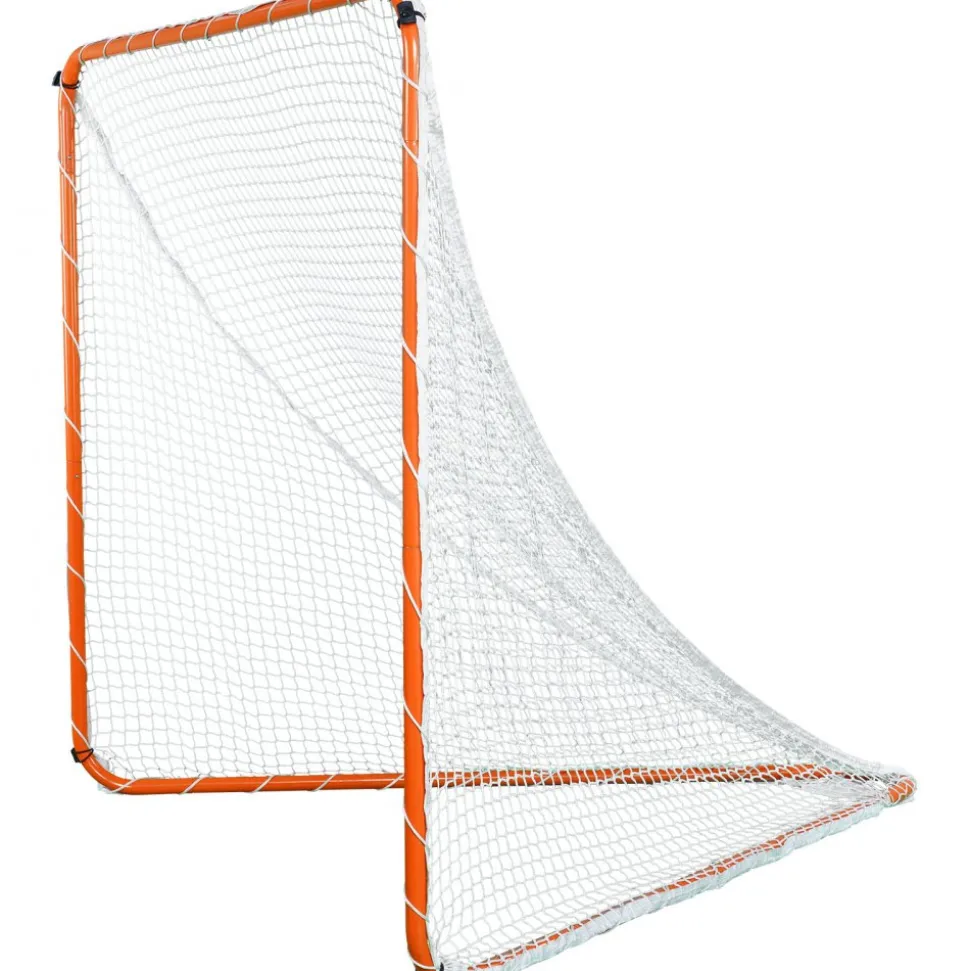 VEVOR Lacrosse Goal, 6' x 6' Lacrosse Net, Steel Frame Backyard Lacrosse Training Equipment, Portable Lacrosse Goal with Carry Bag, Quick & Easy Setup, Perfect for Youth Adult Training, Orange