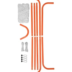 VEVOR Lacrosse Goal, 6' x 6' Lacrosse Net, Steel Frame Backyard Lacrosse Training Equipment, Portable Lacrosse Goal with Carry Bag, Quick & Easy Setup, Perfect for Youth Adult Training, Orange