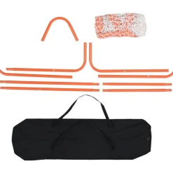 VEVOR Lacrosse Goal, 4' x 4' Small Kids Lacrosse Net, Folding Portable Lacrosse Goal with Carry Bag, Iron Frame Backyard Training Equipment, Quick & Easy Setup, Perfect for Youth Training, Orange