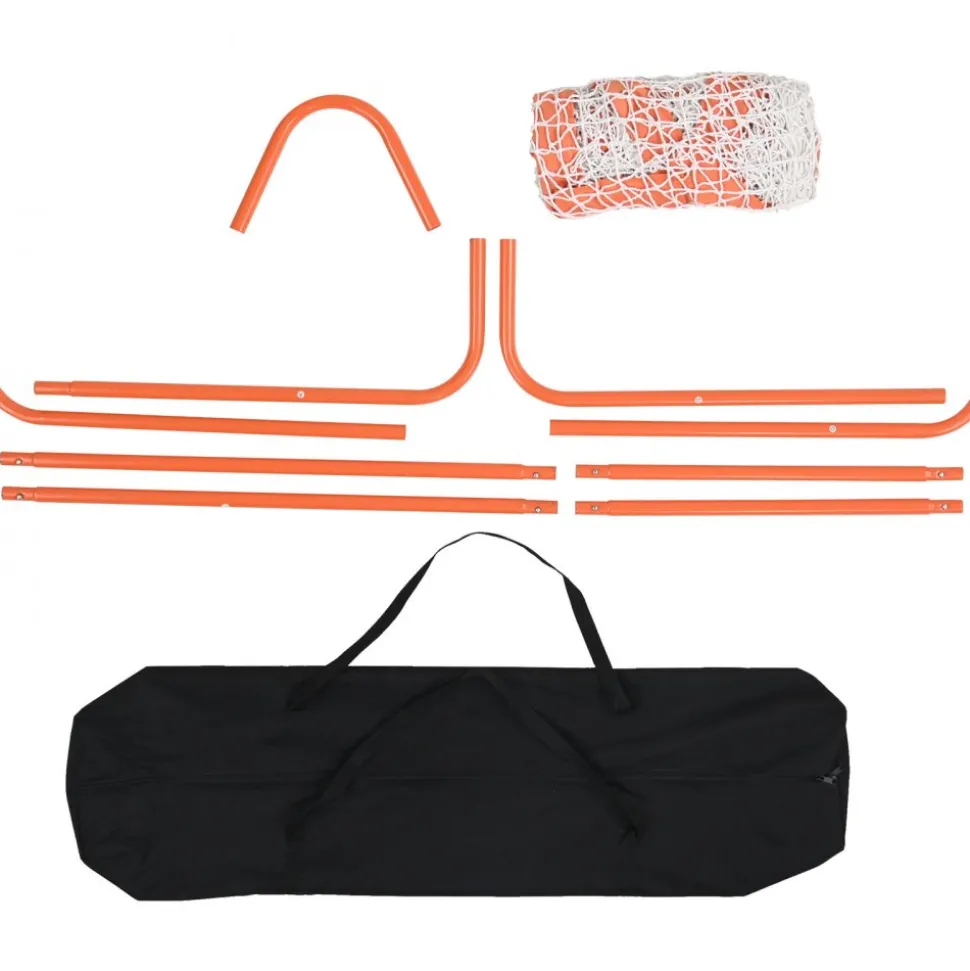 VEVOR Lacrosse Goal, 4' x 4' Small Kids Lacrosse Net, Folding Portable Lacrosse Goal with Carry Bag, Iron Frame Backyard Training Equipment, Quick & Easy Setup, Perfect for Youth Training, Orange
