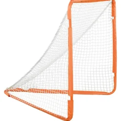 VEVOR Lacrosse Goal, 4' x 4' Small Kids Lacrosse Net, Folding Portable Lacrosse Goal with Carry Bag, Iron Frame Backyard Training Equipment, Quick & Easy Setup, Perfect for Youth Training, Orange