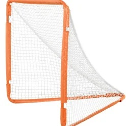 VEVOR Lacrosse Goal, 4' x 4' Small Kids Lacrosse Net, Folding Portable Lacrosse Goal with Carry Bag, Iron Frame Backyard Training Equipment, Quick & Easy Setup, Perfect for Youth Training, Orange