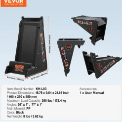 VEVOR Ladder Levler, 380lbs Load PP Ladder Leveling Tool, Pitch Hopper, Stair Ladder Stabilizer with Storage, Easy to Use Stable Platform for All Surfaces,Extension Ladder Accessory for Uneven Ground
